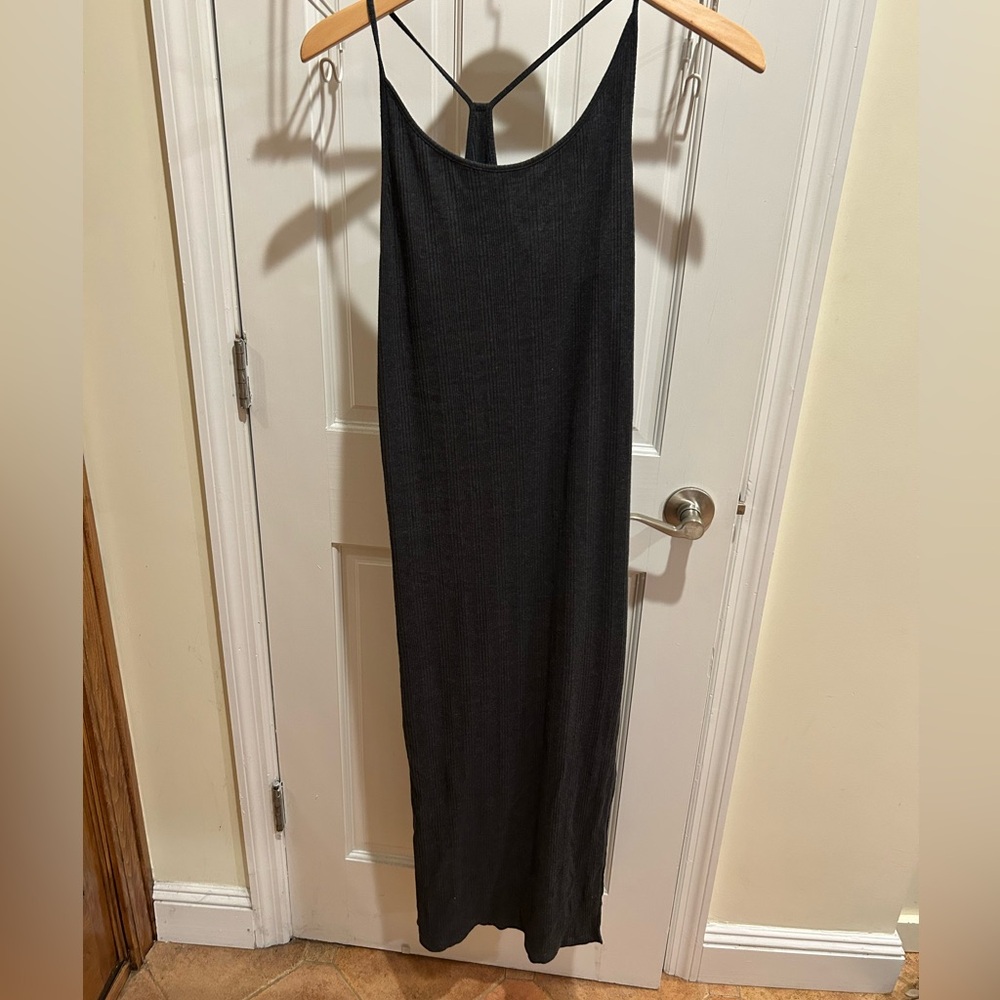 GAP Black Ribbed Racerback Maxi Dress